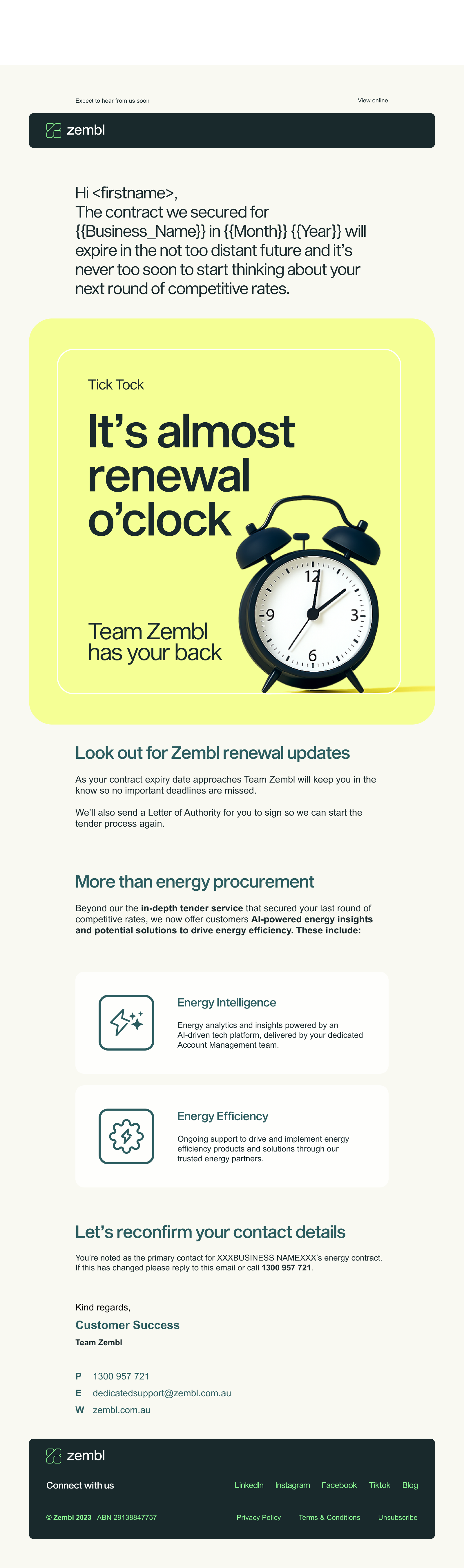 Vow Renewal eDM – contract renewal reminder email